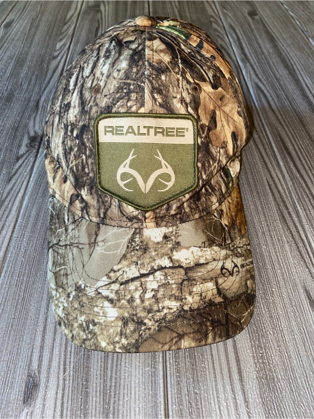 Realtree Camo Hat with Olive Patch - Brown, Green, Tan